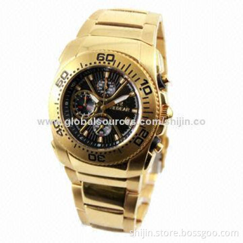 5ATM gold stainless steel watch, OEM/ODM orders are welcome